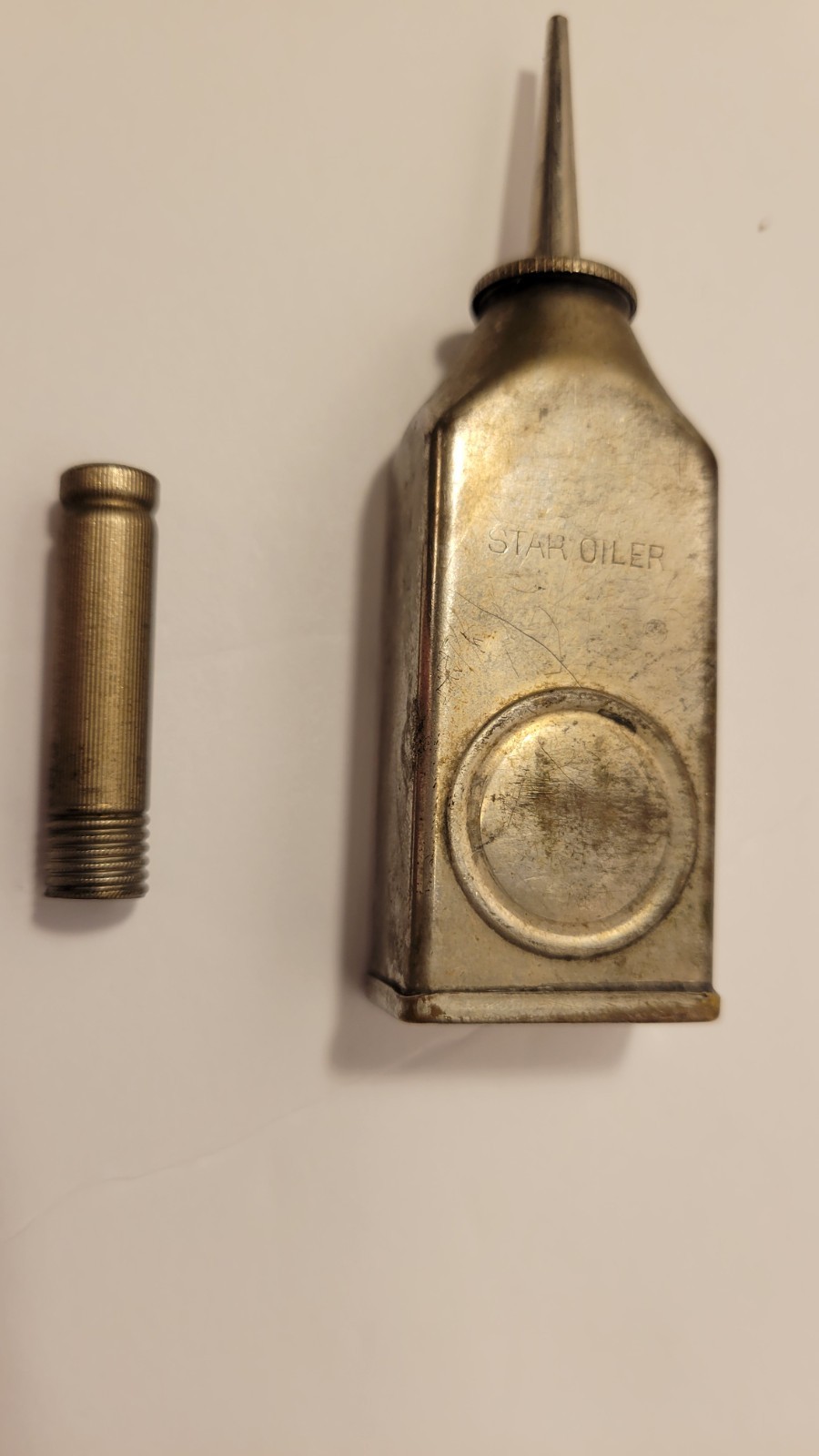 STAR OILER Cushman & Denison Sewing Machine Oil Can U.S.A. N.Y. Antique And Lid