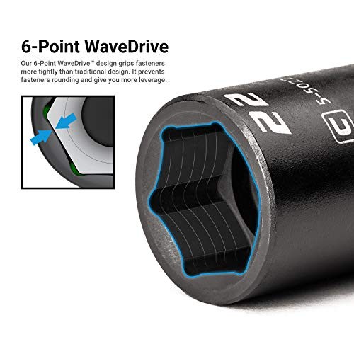 1/2 in. Drive Deep Impact Socket Set, 7/16 to 1 Deep Set / 0.4375 to 1.25 in.