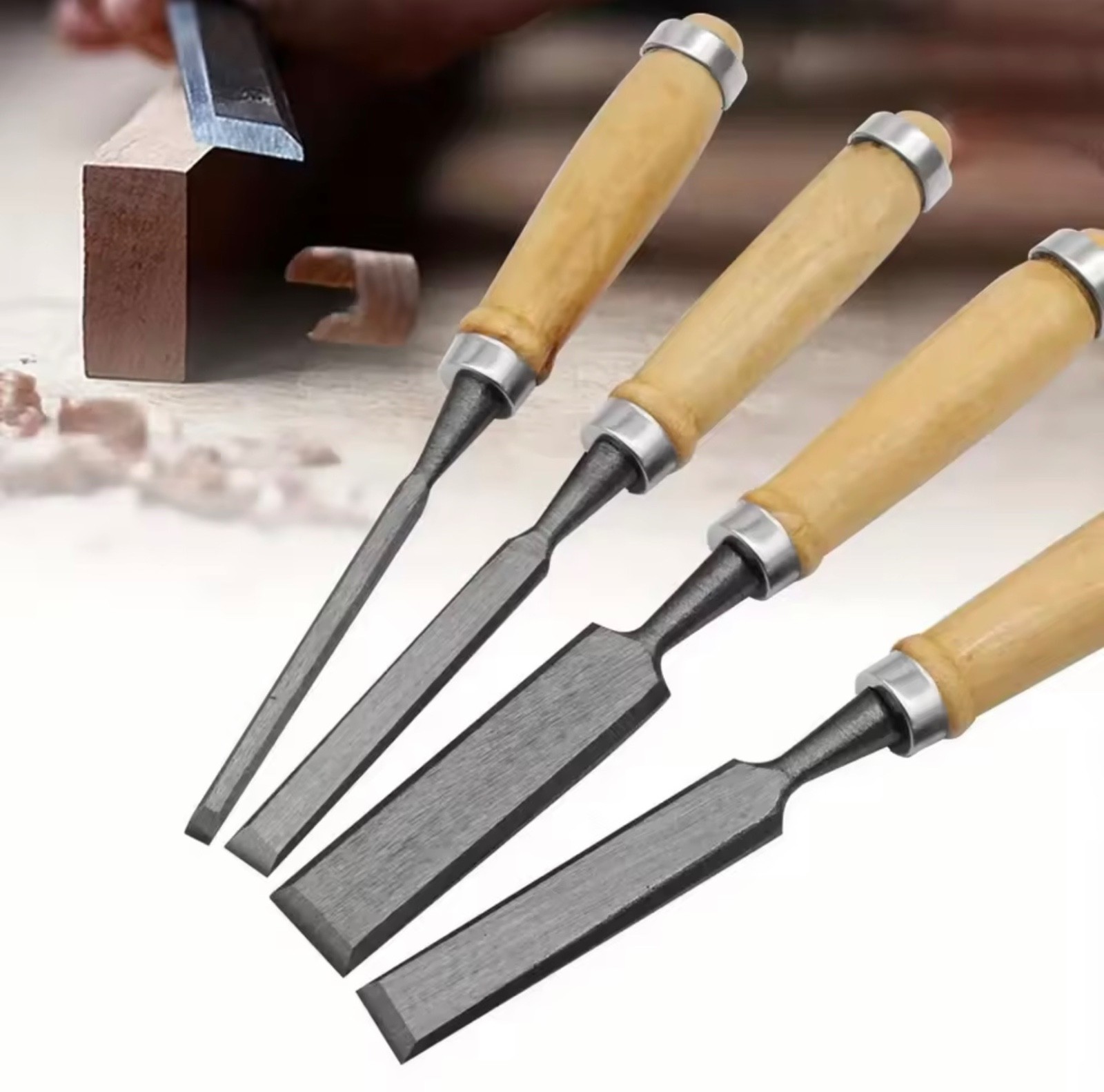 4PCS Wood Carving Chisel Set 8-20mm Woodworking Tools Ergonomic Handle