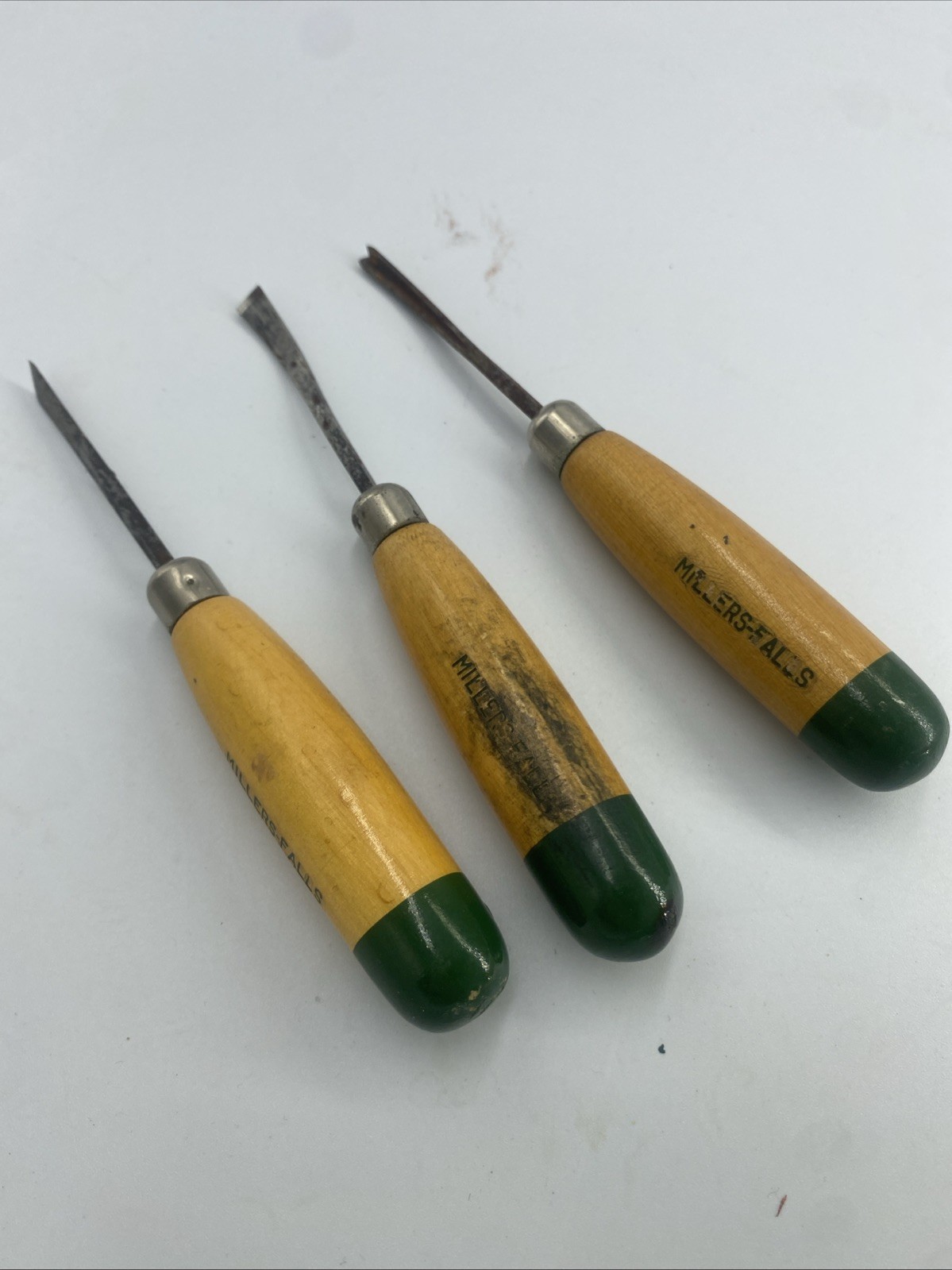 Vintage Millers Falls Tools Wood Carving Chisel Set Of Three