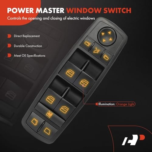 Master Power Window Switch Compatible with Mercedes-Benz W164 W251 R320 Black