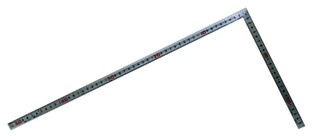 Square ruler, same thickness, silver, 50cm/1 shaku 5 sun, dual scale, masterpiec