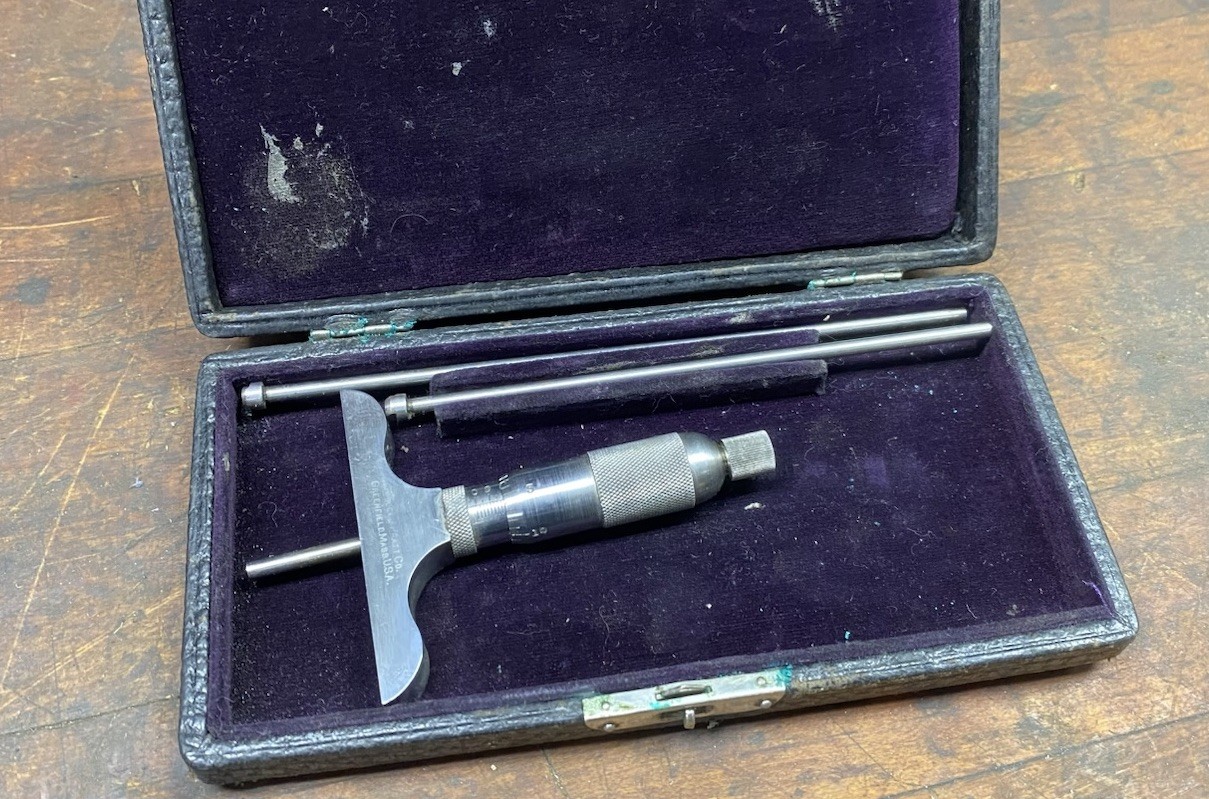 Vintage Goodell Pratt Co. Depth Micrometer Machinist Tools Hole Gauge With Case