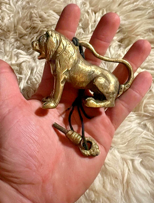 Vintage Brass Lion Shape Padlock | Animal Figurative Collectible Lock & Key | Ch