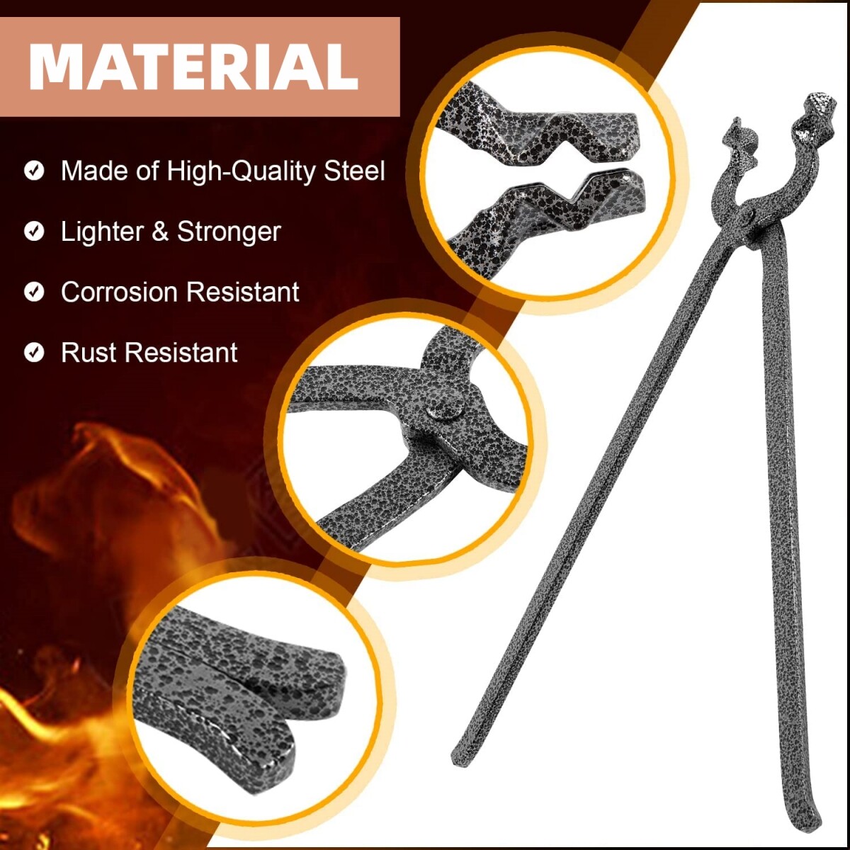 5/8-inch Bolt Jaw Tongs Forge Tongs Anvil Vise For Railroad Spikes Blacksmith