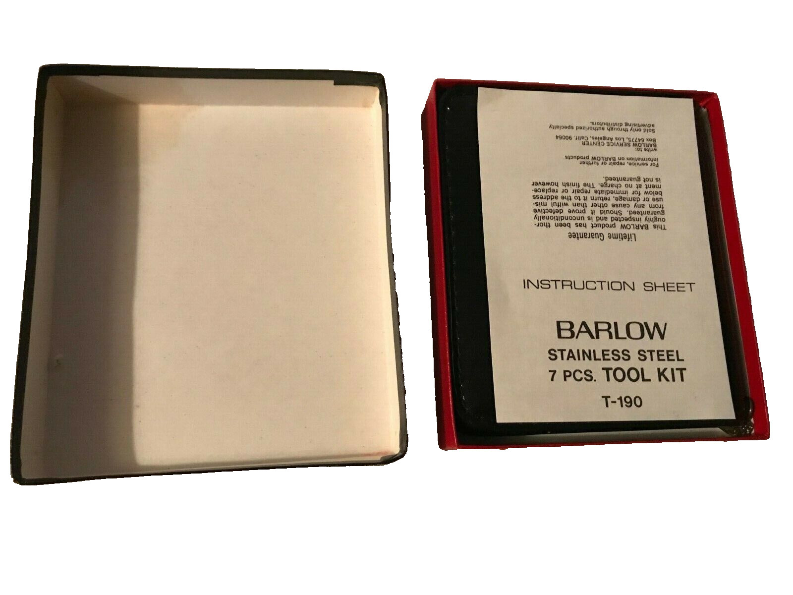 Vintage Barlow Stainless Steel Tool Kit 7 Piece W/ Zip Storage & Box Japan
