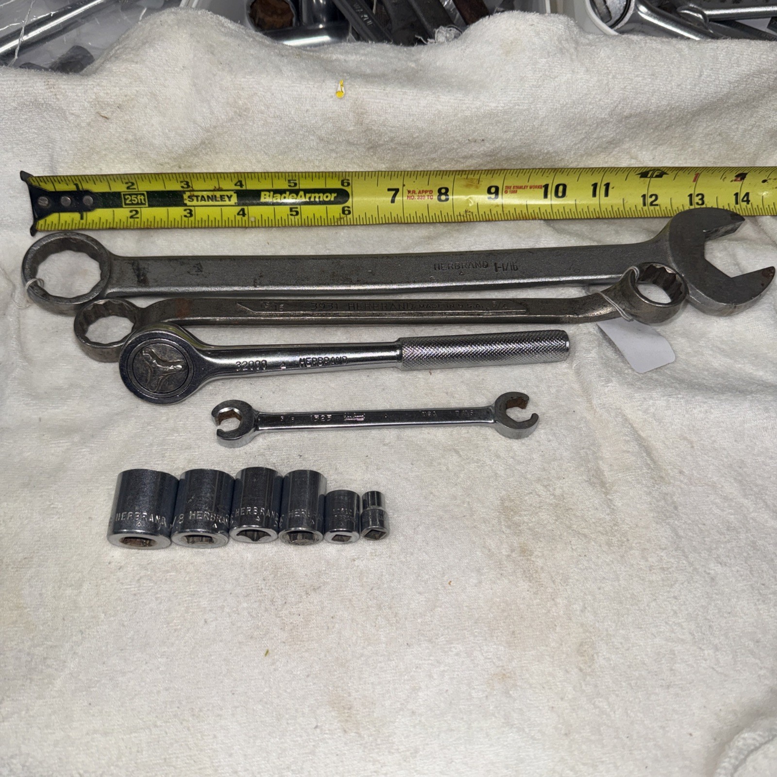 Herbrand Wrenches and Ratchet with Sockets. Made In USA (11) pieces