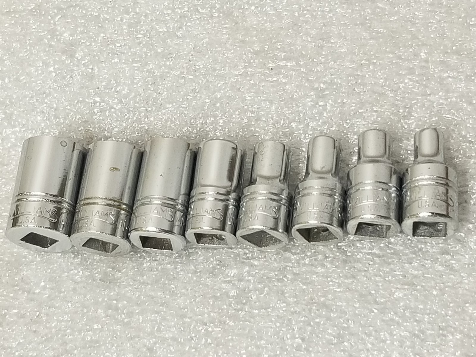 Williams M-Series 1/4″-Drive 6-Pt Std Skt 8-Pc Set Long-Tail S Logo Made in USA