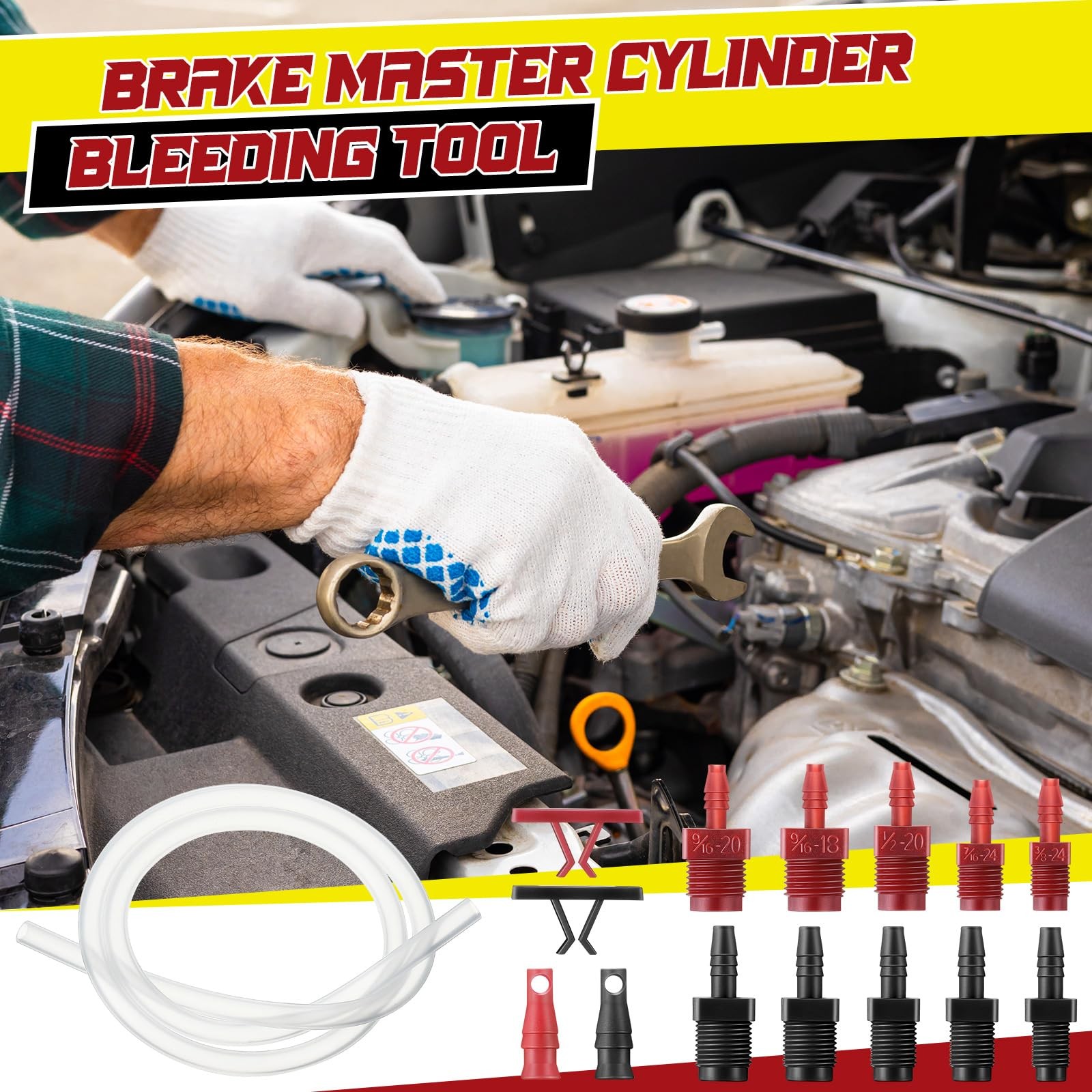Enhon Master Cylinder Bleeder Kit Complete Brake Bleeder Kit with 22 in Clear…