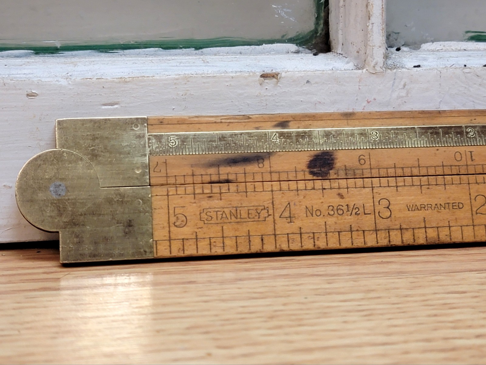 Vintage Stanley No. 36 1/2L Boxwood & Brass Folding Caliper Rule 1941 – 1963 USA