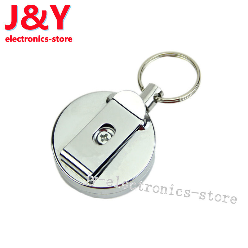 Retractable Metal Card Badge Holder Steel Recoil Ring Pull Belt Clip Key Chain