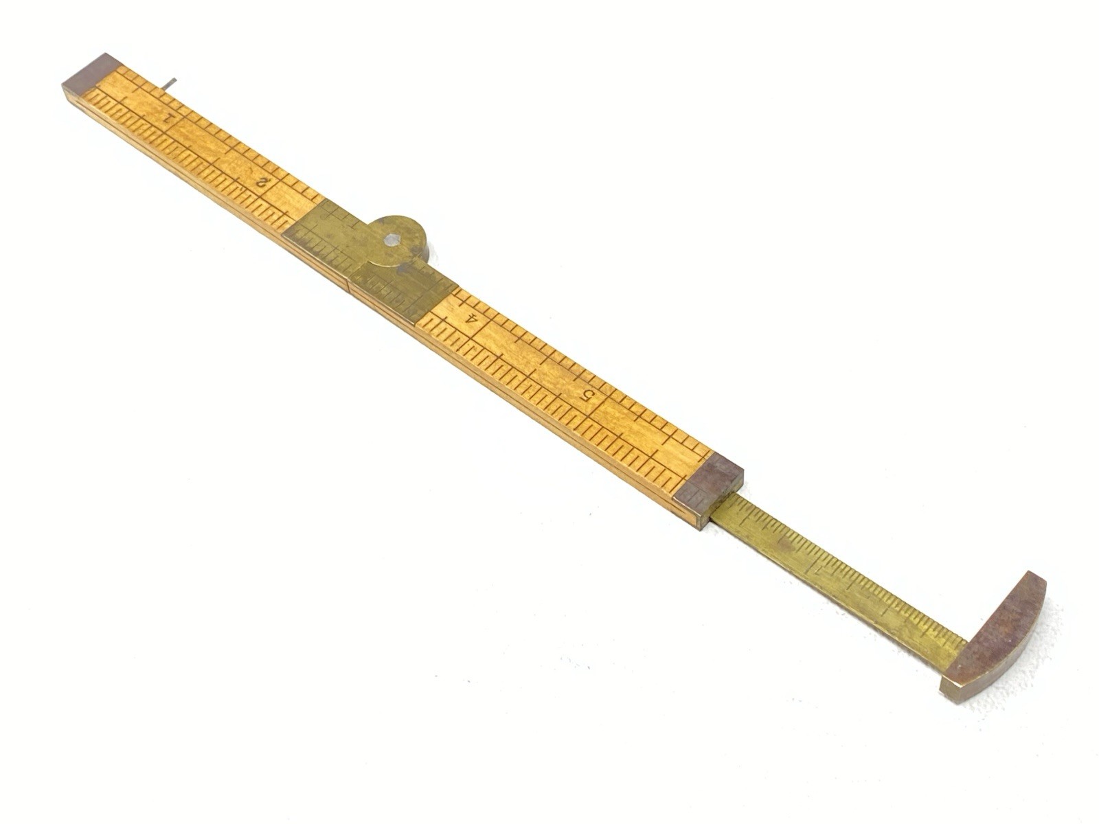 Vintage Stanley No. 36 Boxwood & Brass 6″ Folding Caliper Rule EXCELLENT Cond.!