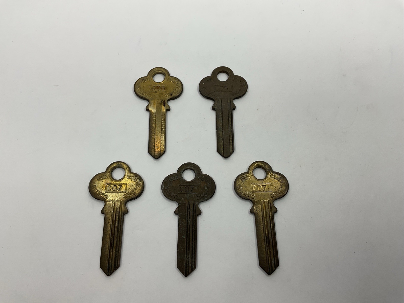 Curtis Industries NOS Key Blank Lot Of 5 Uncut C05 C07 Brass Tone A-CK9