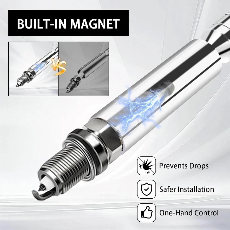 6-Piece Spark Plug Socket Set, 3/8-Inch Drive Magnetic Swivel, Thin-wall Sockets