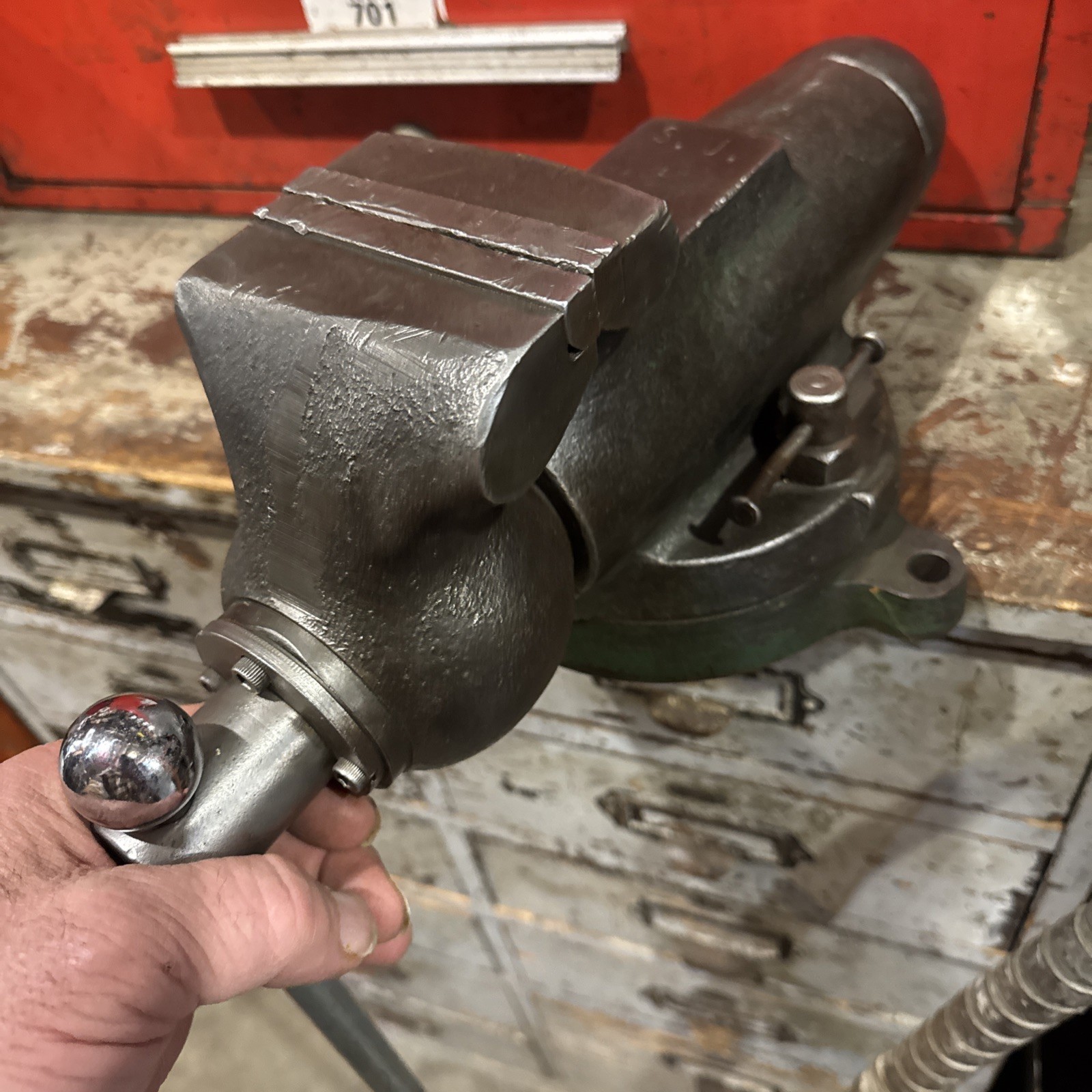 Vintage Machinist Bullet Vise 4″ Wide Jaws Swivel Base NICE!!
