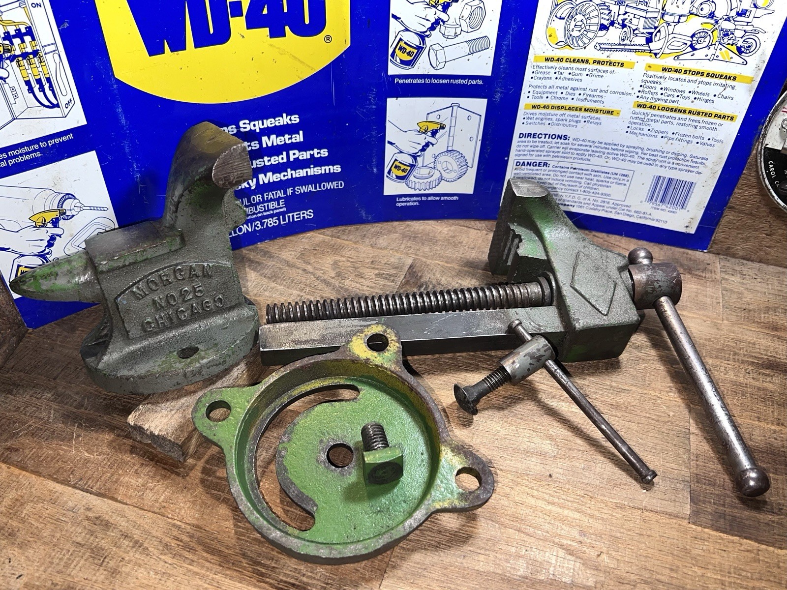 VINTAGE 1940′-50’S MORGAN VISE CO NO 25 HOMECRAFT 3″ SWIVEL BASE CHICAGO IL NICE