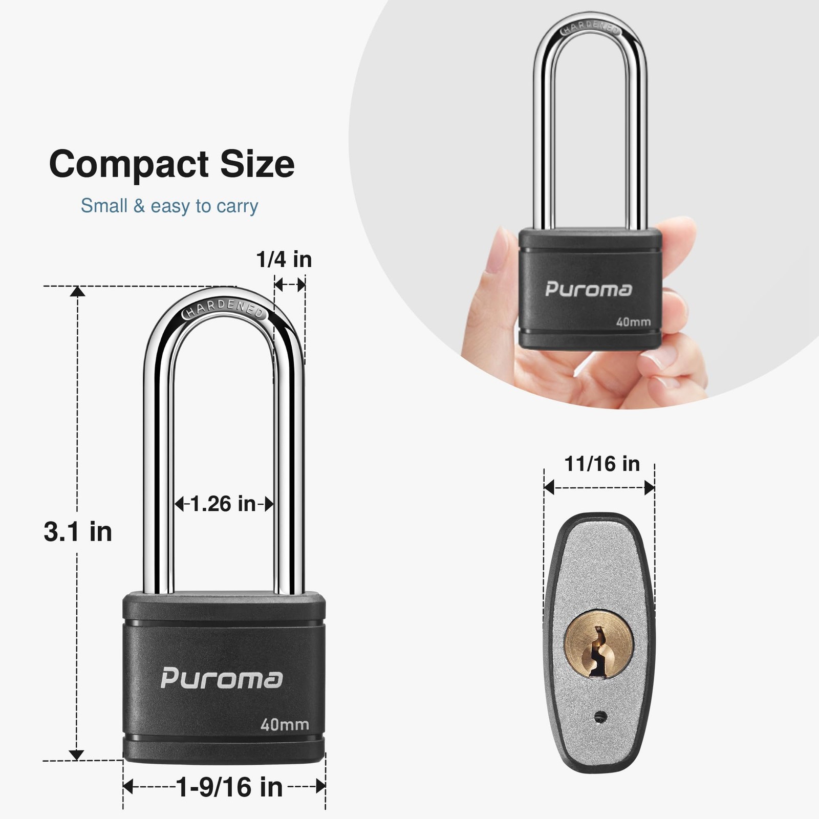Puroma 2 Pack Keyed Padlock with 3 Keys, 2.5 Inch Locker Lock 40mm Heavy-Duty…