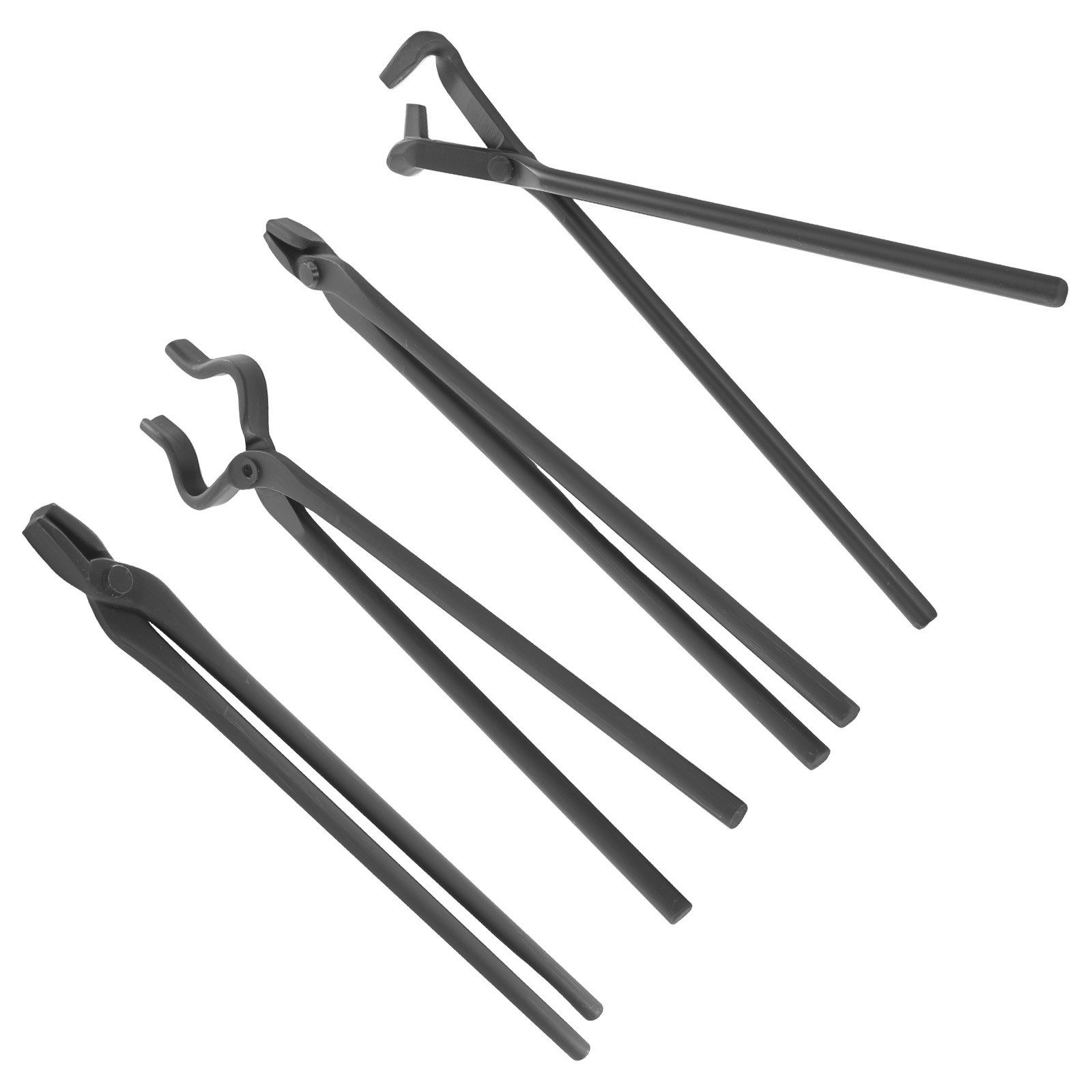 Blacksmith Tongs 4pcs Set Carbon Steel Flat V Bit Blade Wolf Jaw Forging Kit