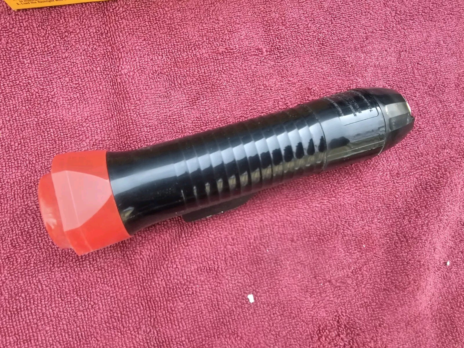 Vtg. Eveready Black/Red Industry Safety Flashlight 8″ 1259 USA, New Old Stock