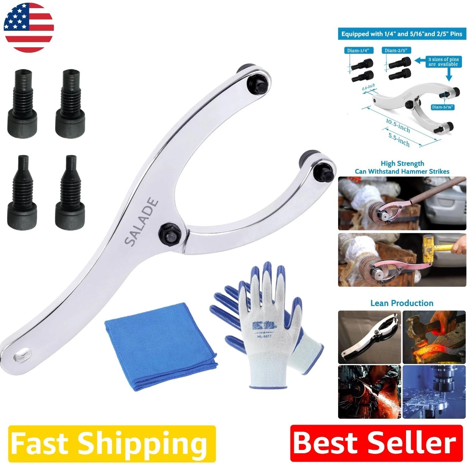 Heavy Duty Adjustable Gland Nut Wrench Alloy Steel, Hydraulic Cylinder Tool