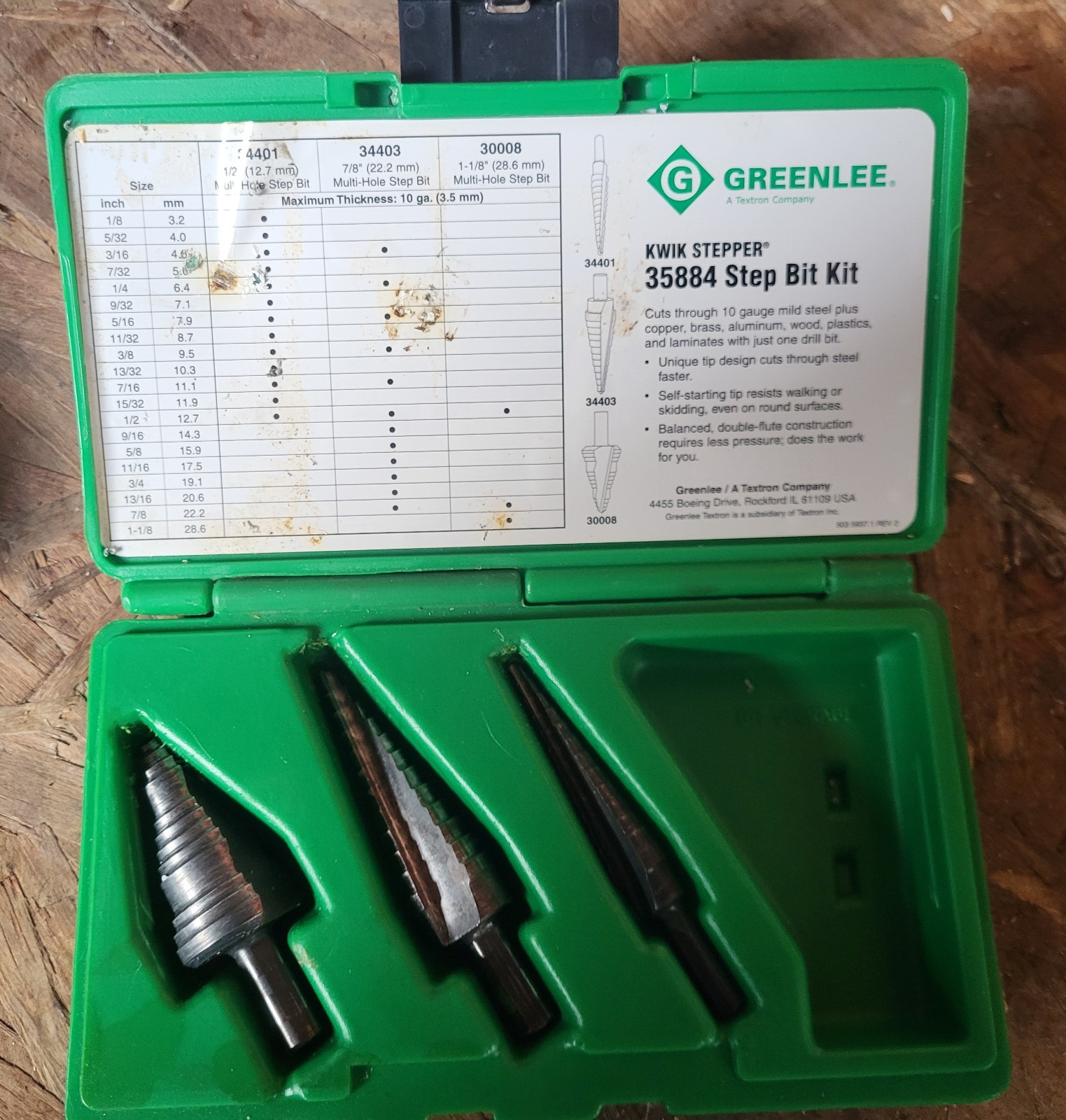 Greenlee Kwik Stripper 35884 Step Bit Kit