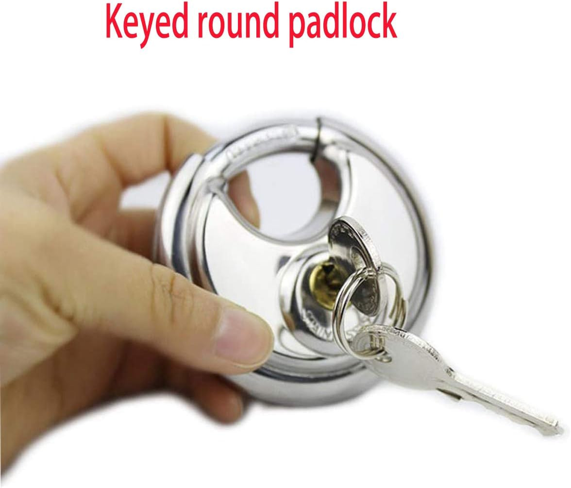 Stainless Steel Discus Keyed Padlock with 2 Keys Heavy Duty Rustproof Disc Locks
