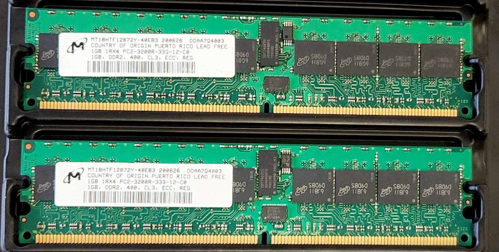 MICRON MT18HTF12872Y-40EB3 1GB DDR2 CL3 MEMORY RAM (2PC USED)