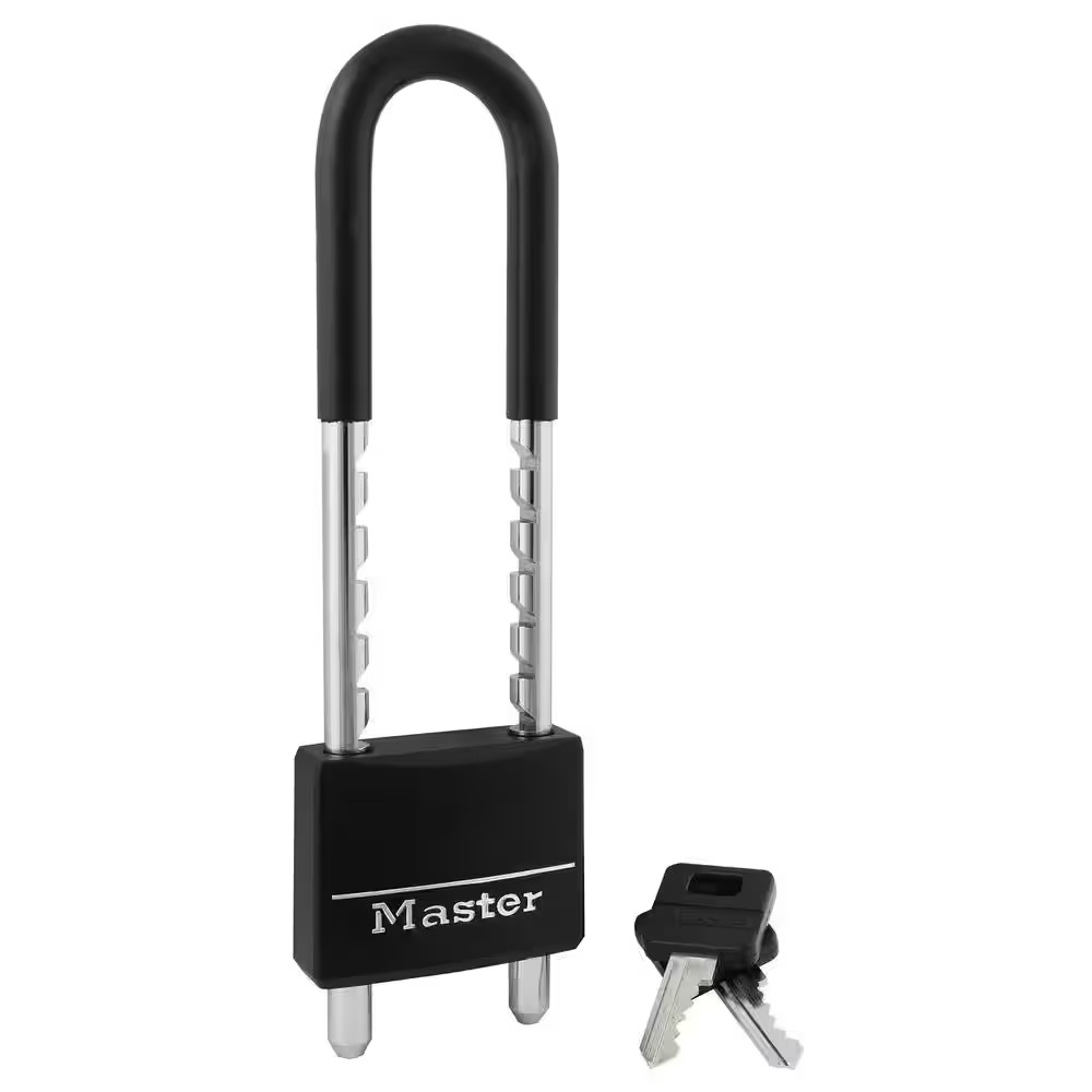 Lock with Key, 2 In. Wide, Adjustable Shackle