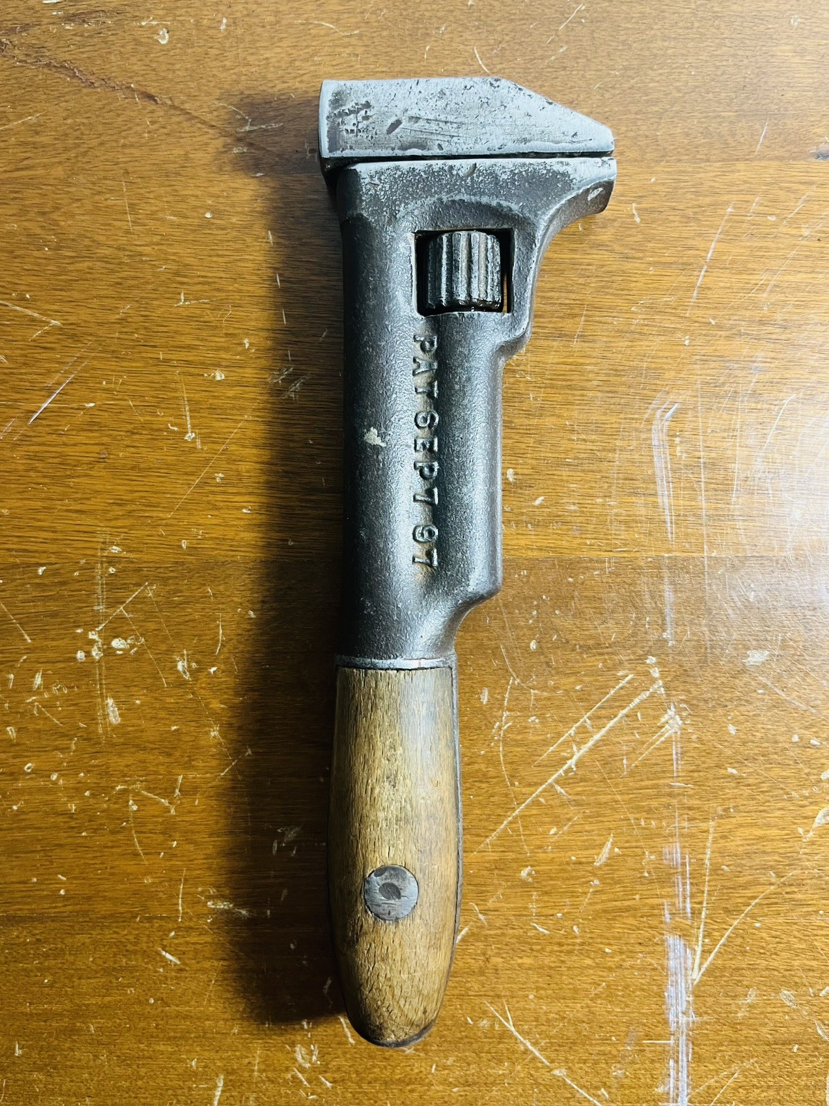 Deering Type 30 Adjustable Wrench/Spanner Vintage 9″ Wooden Handle PAT SEP 7 97