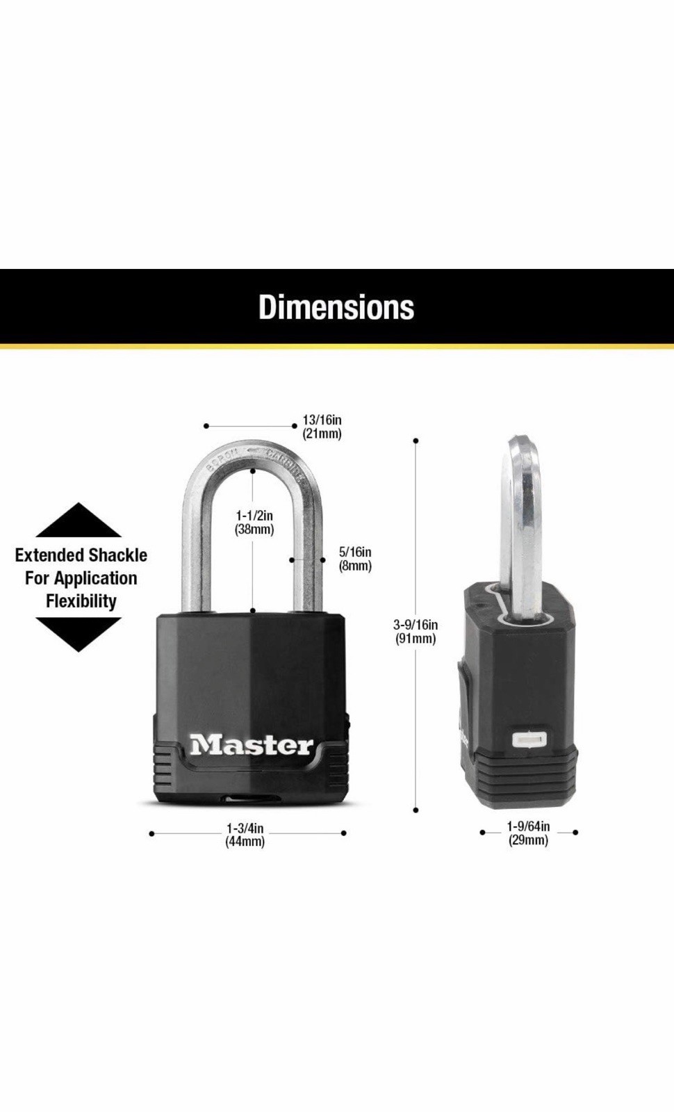 Master Lock Magnum Heavy Duty Outdoor Padlock with Key, Weather Resistant Body