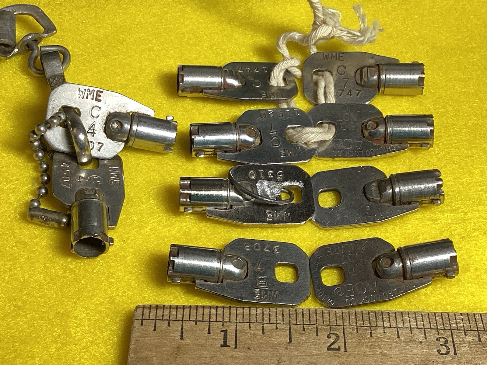 Lot of 10 VTG Tubular Barrel Keys Round Vending Machine Ace Chicago Lock Co. Key