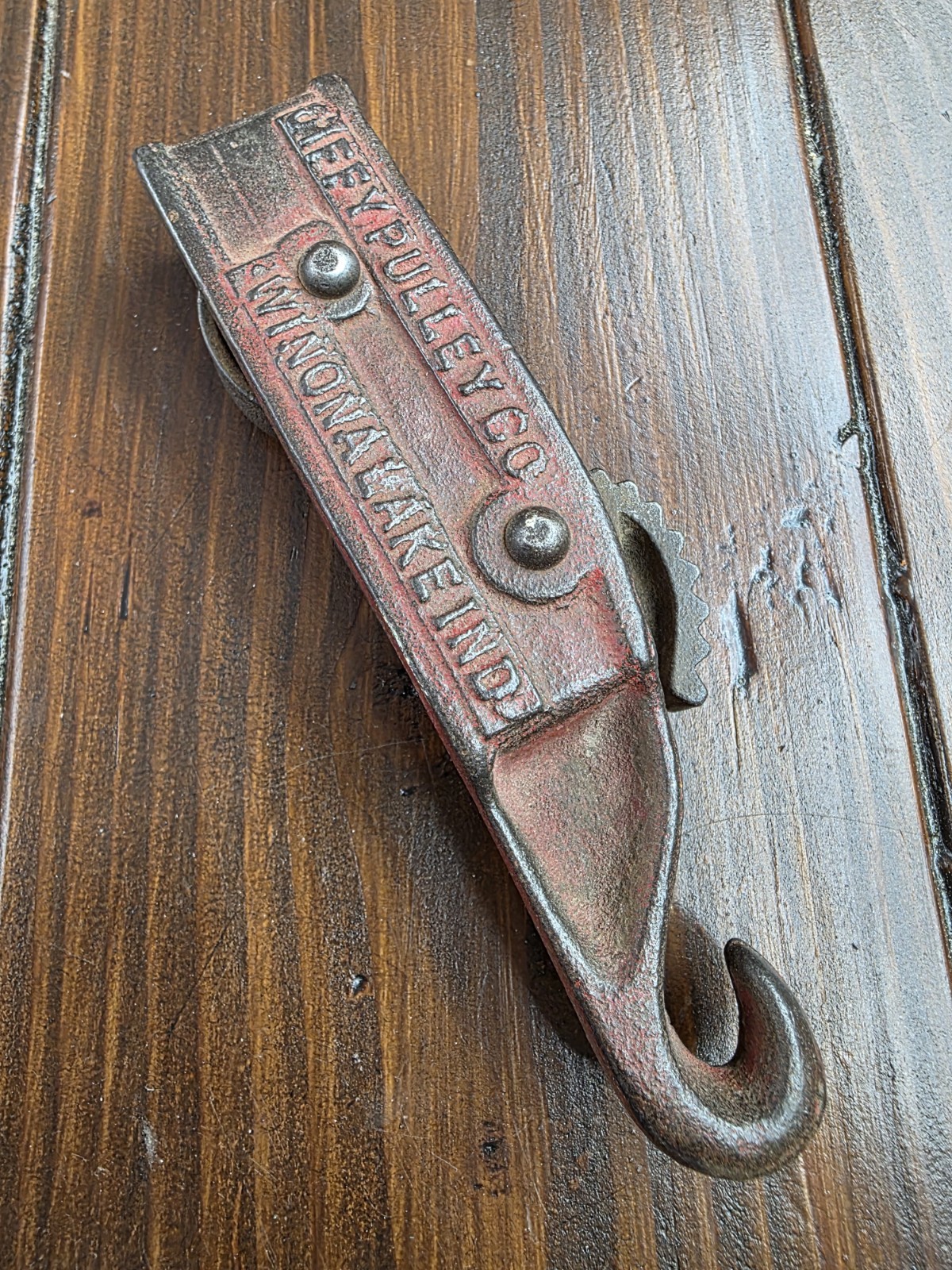 Vintage Jiffy Pulley Co. Winona Lake Indiana Rope Block Tackle