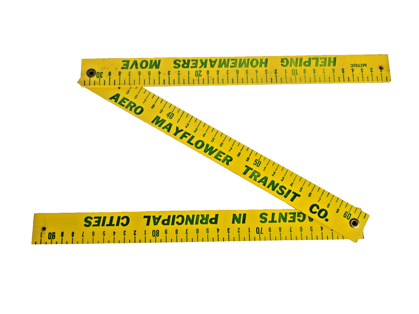 Aero Mayflower Transit Moving Co. Folding Yard Stick Ruler 36″ 92cm Inch Metric