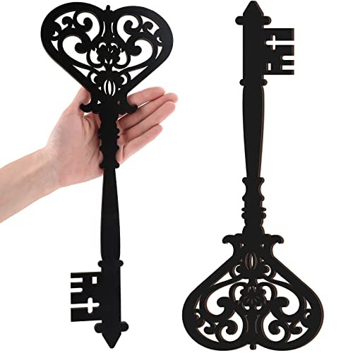 2 Pcs Keys Wall Decor Large Skeleton Key Sign Vintage 13.78 x 5.91 Inch Black