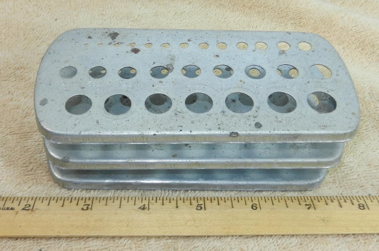 Vintage Drill Bit Index Metal Stand Holder Holds 29 !