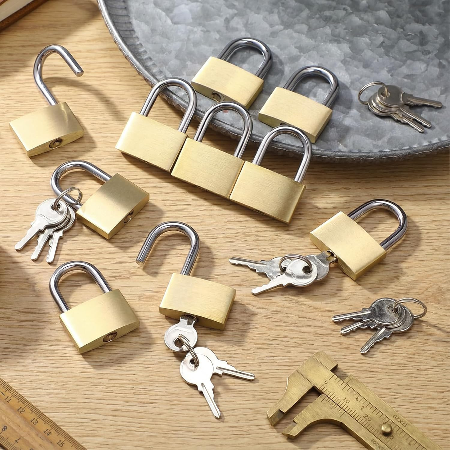 Keyed Alike Solid Brass Padlocks – 54 Pcs Yellow Gym Locks for Luggage & Toolbox