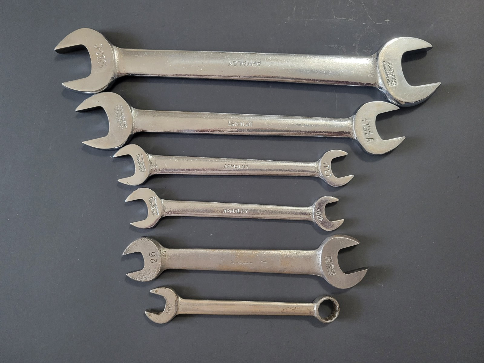 Vintage 1947-1970 Armstrong Strong Arm 6pc Open End & Combination Wrench Set