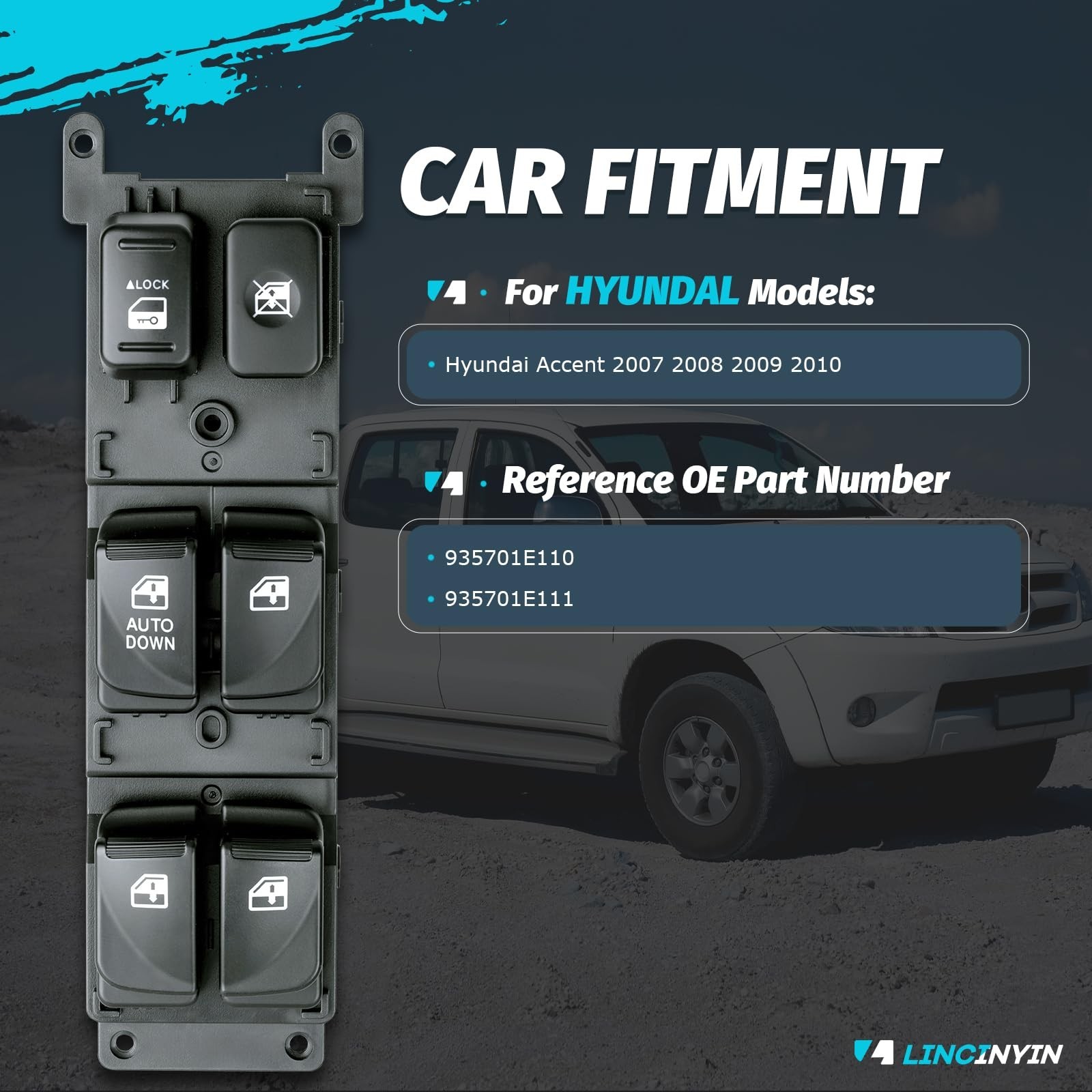 Master Power Window Switch for Hyundai Accent 2007 2008 2009 2010 Front Left …