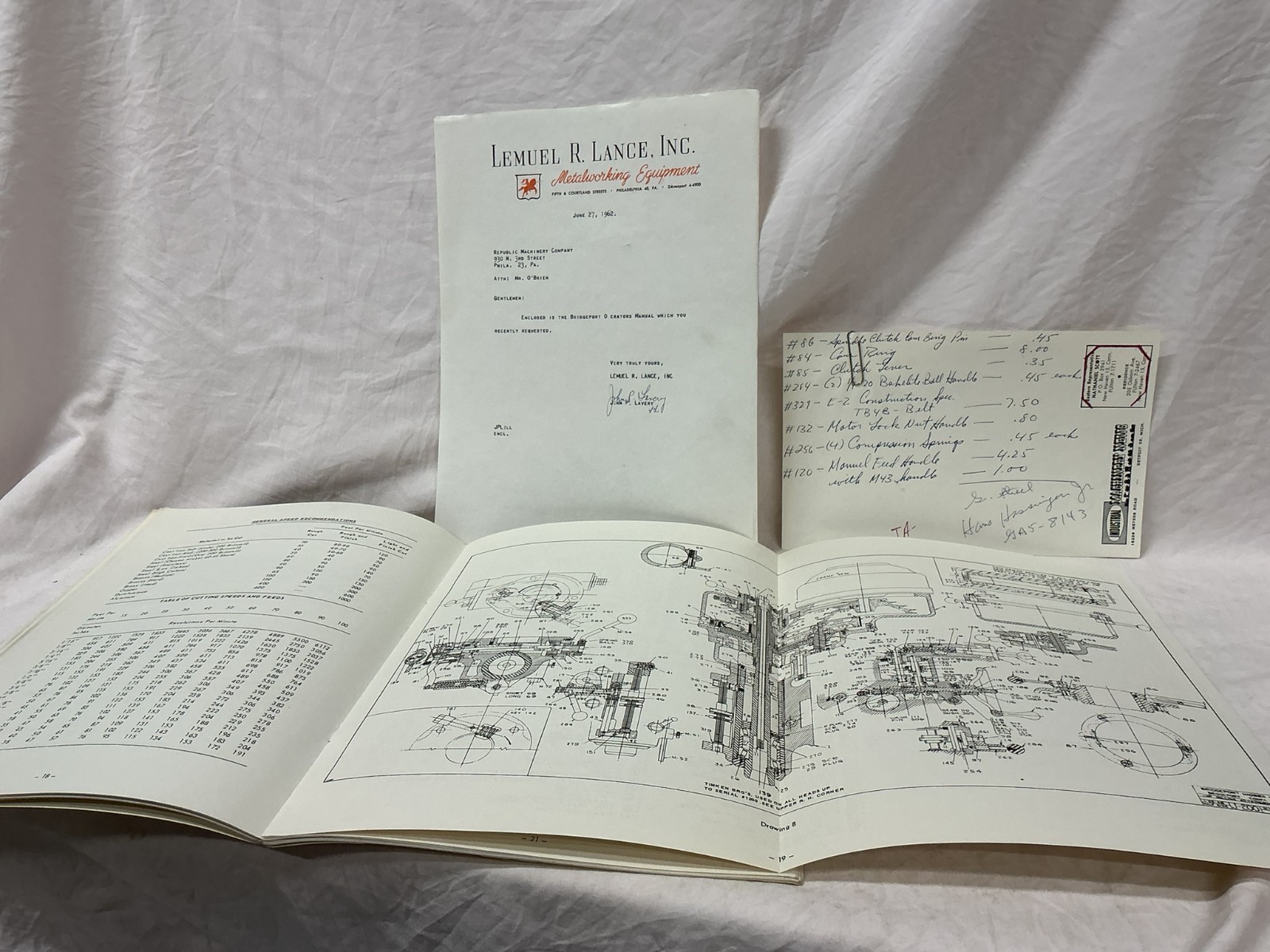 Vintage 1962 Bridgeport Machines Operators Manual Lemuel Lance Inc