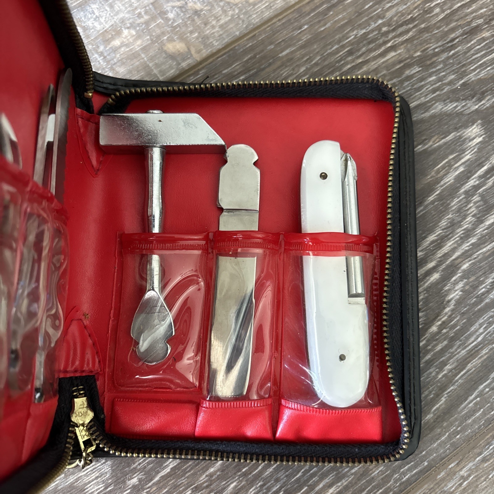 Vintage Japanese Stainless Steel Tool Kit Set w/ Zipper Case YKK Japan