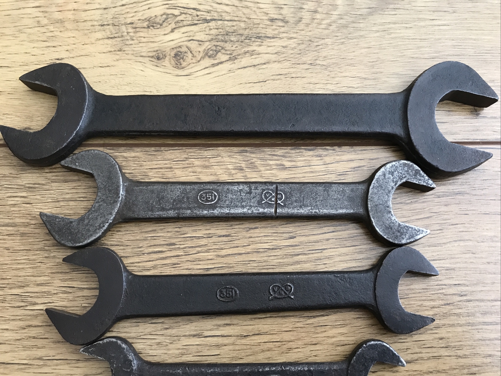 7 Vintage 1945 Utility 3/4” to 1/8″Whitworth Open Ended Spanners.