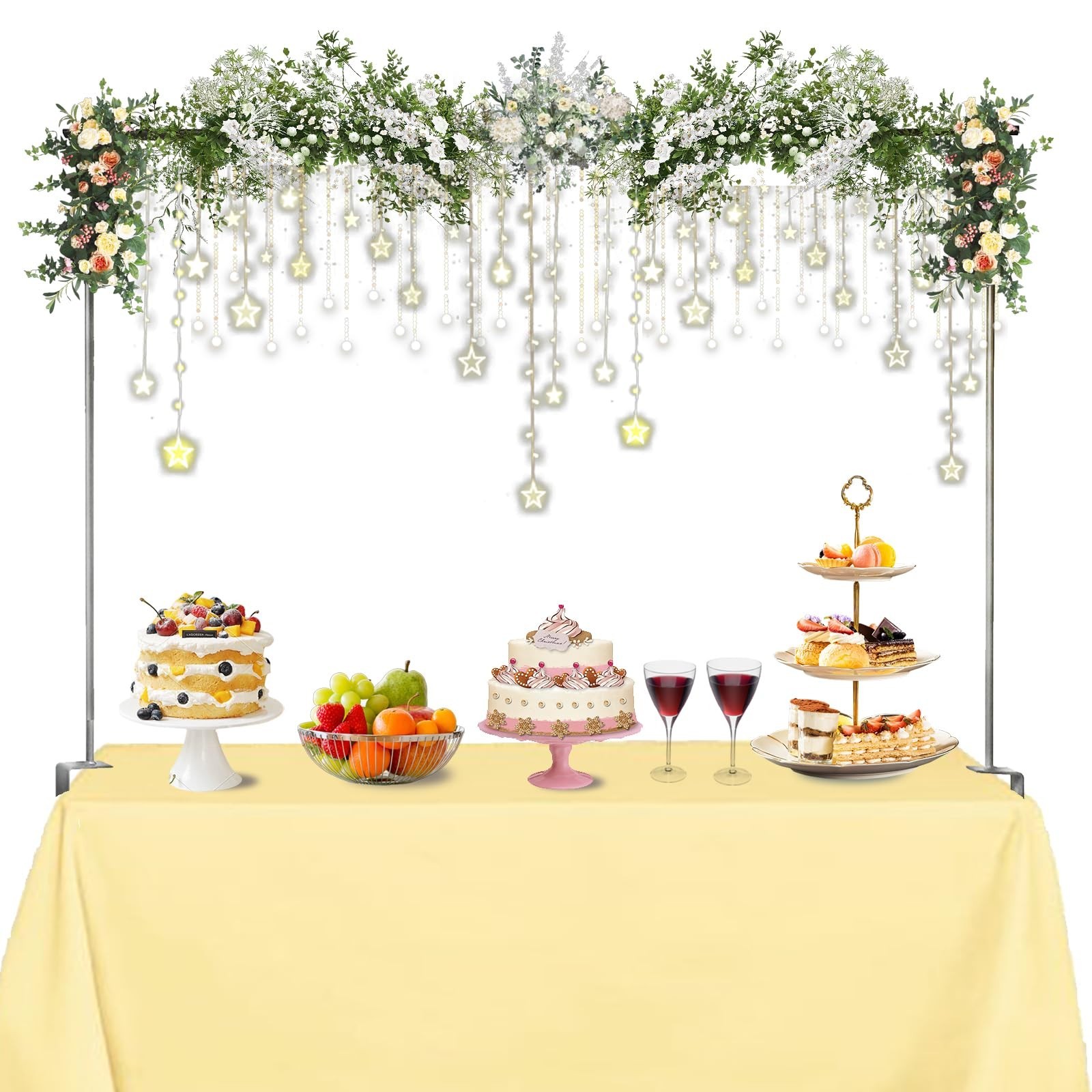 Over The Table Rod Stand with Clamps 49-102″ Adjustable Metal Balloon Arch St…