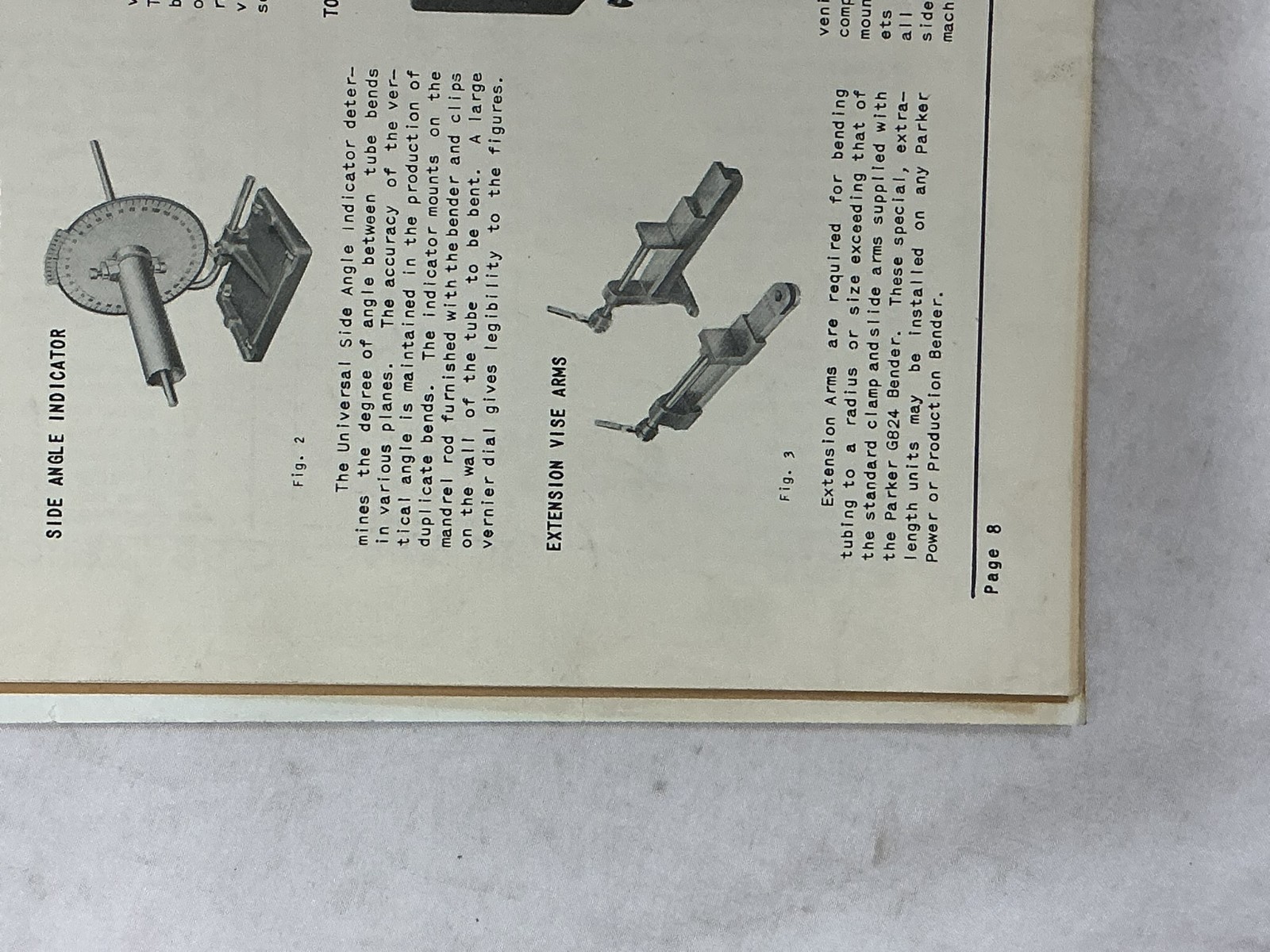 The Parker Appliance Co Model G824 Tube Bender Instructions & Parts Bulletin 424