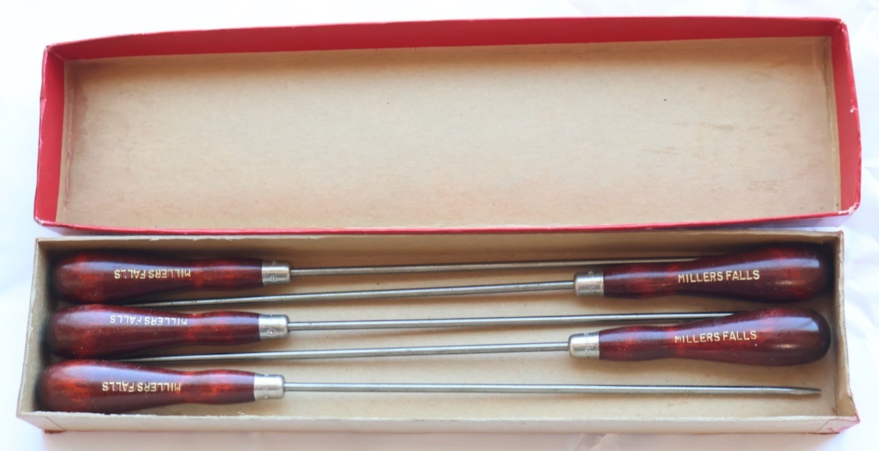 (5) Millers Falls No. 331 Jewelers Screwdrivers + Original Box / Mt Top Tools