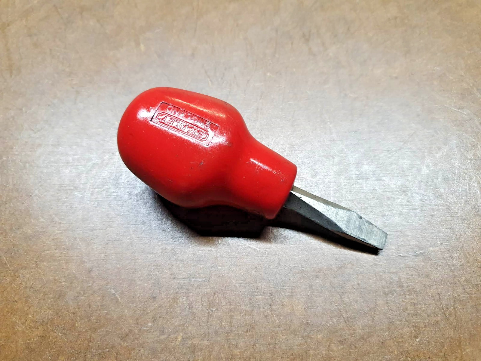 Vintage Stanley Red Stubby Handle Screwdriver Mechanic Tools Engineering