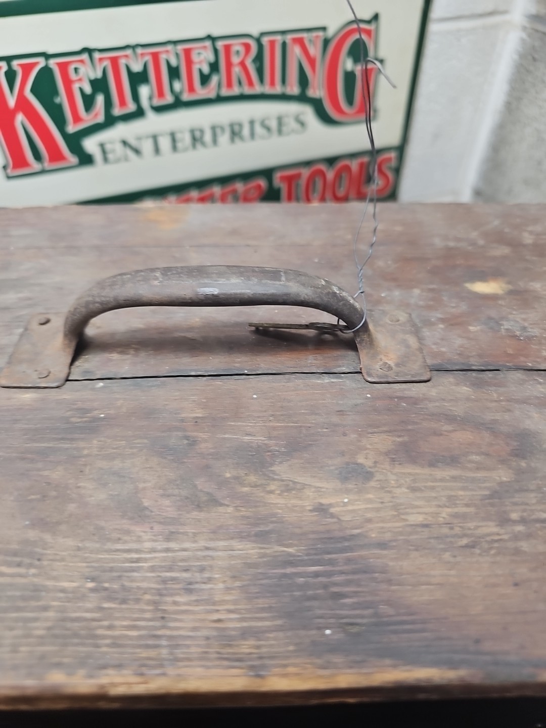 J17- Neat antique user made wood machinist tool box apprx 20 x 14 x 9″