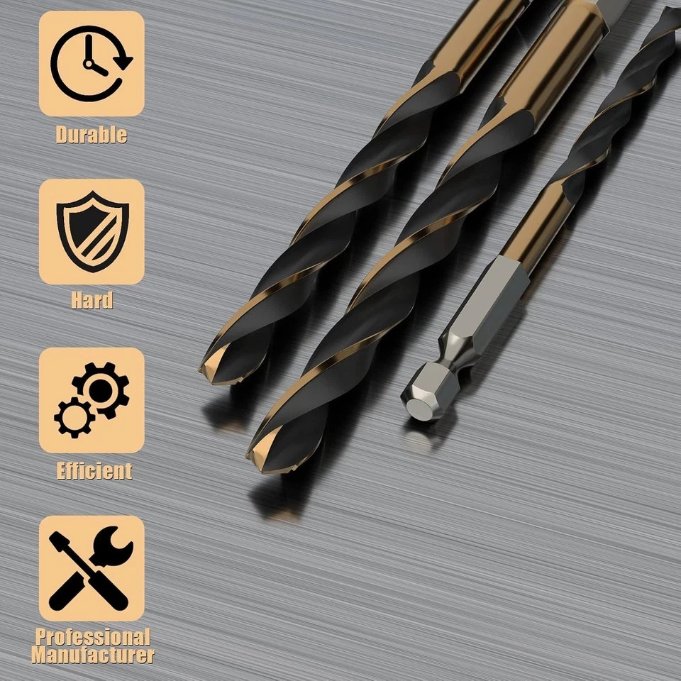 Hex Shank Cobalt Metric Drill Bit Set 15 PCS (1.5mm-8mm), Quick Change High Spee
