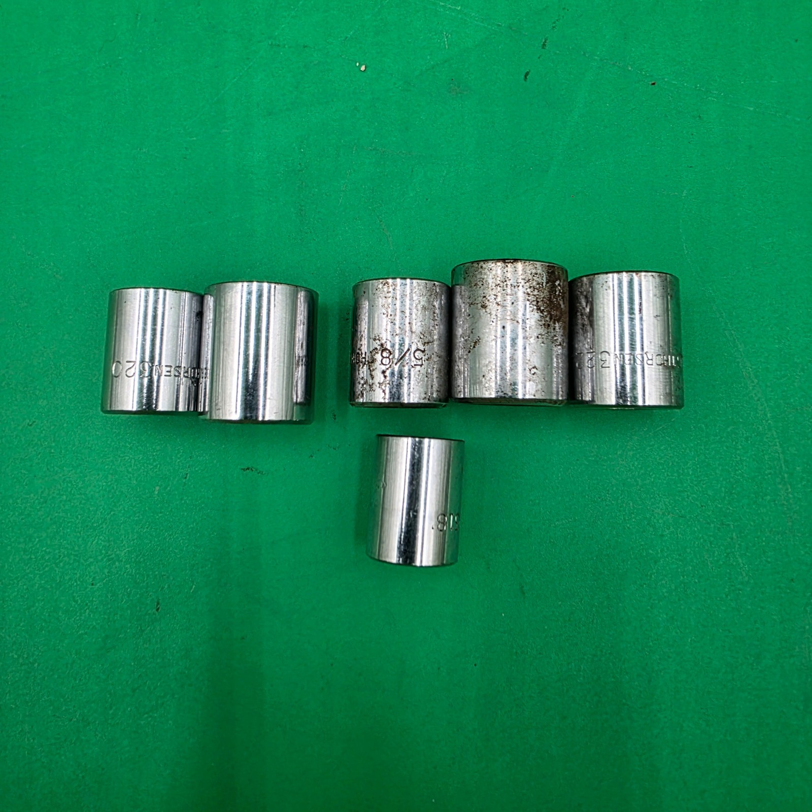 Vintage Lot of 6 USED Thorsen 3/8 Drive Shallow Sockets 318,322,324,324,320,320