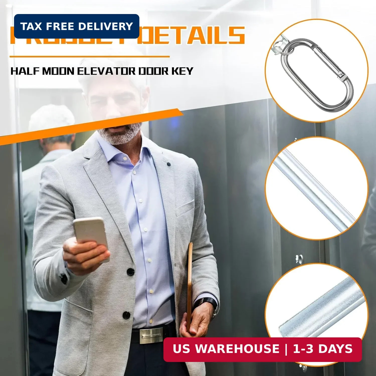 2 Pack Half Moon Elevator Door Key Compatible with Otis Elevator Doors, Elevator