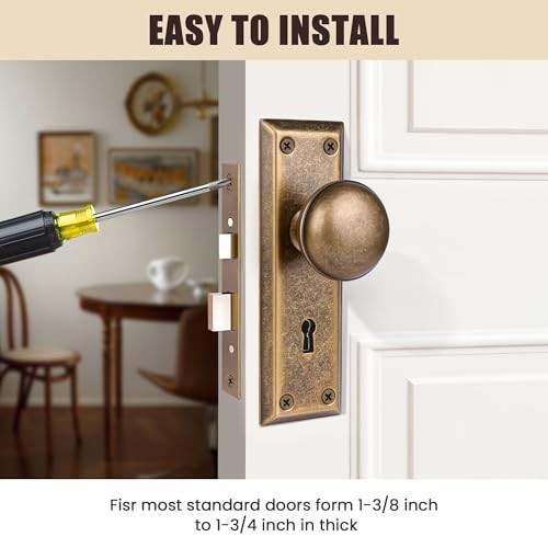 Mortise Lock Set for Interior Door, Vintage Mortise(1 Pack) Vintage Brass
